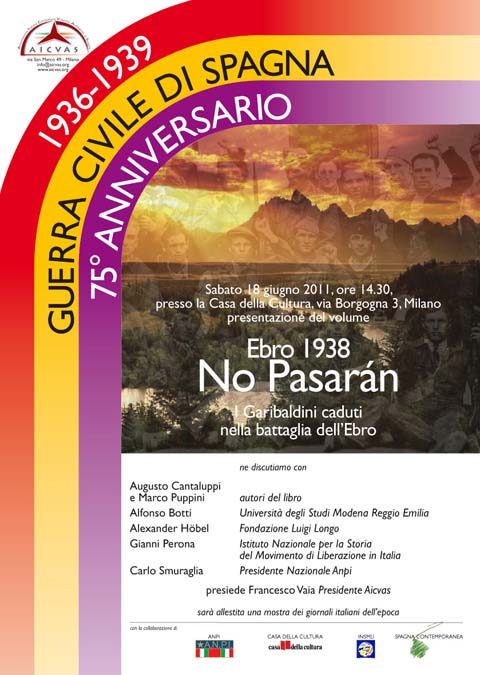 Sabato 18 giugno alla Casa della Cultura - Milano presentazione del libro "Ebro 1938 No Pasarán"