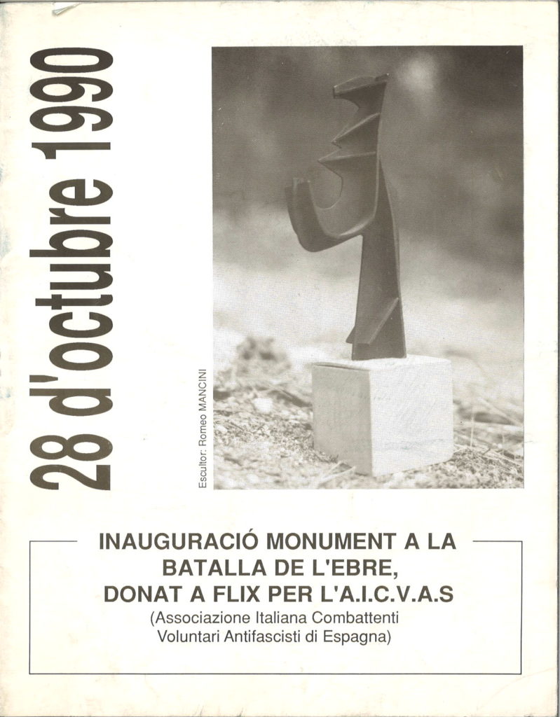 28 d’octubre 1990 : inauguracio monument a la batalla de l’Ebre, donat a Flix per l’AICVAS