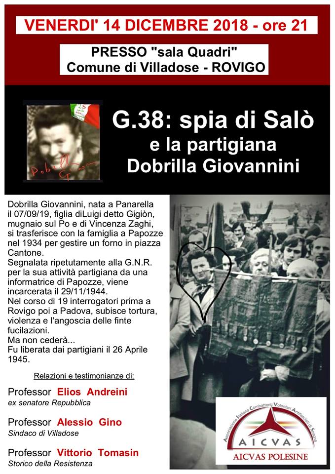 G.38: spia di Salò e la partigiana Dobrilla Giovannini