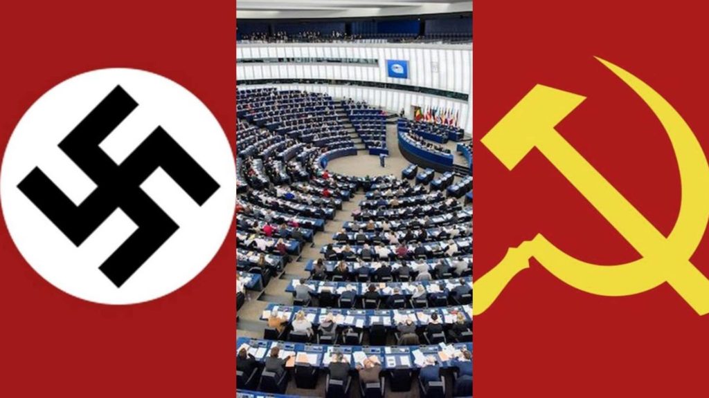 Manifesto contro la risoluzione del parlamento europeo che equipara nazismo e comunismo.